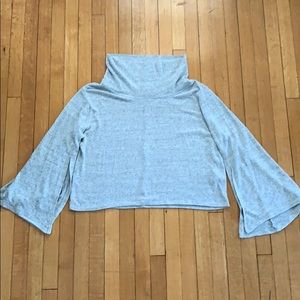 Super soft mock turtleneck with split bell sleeve